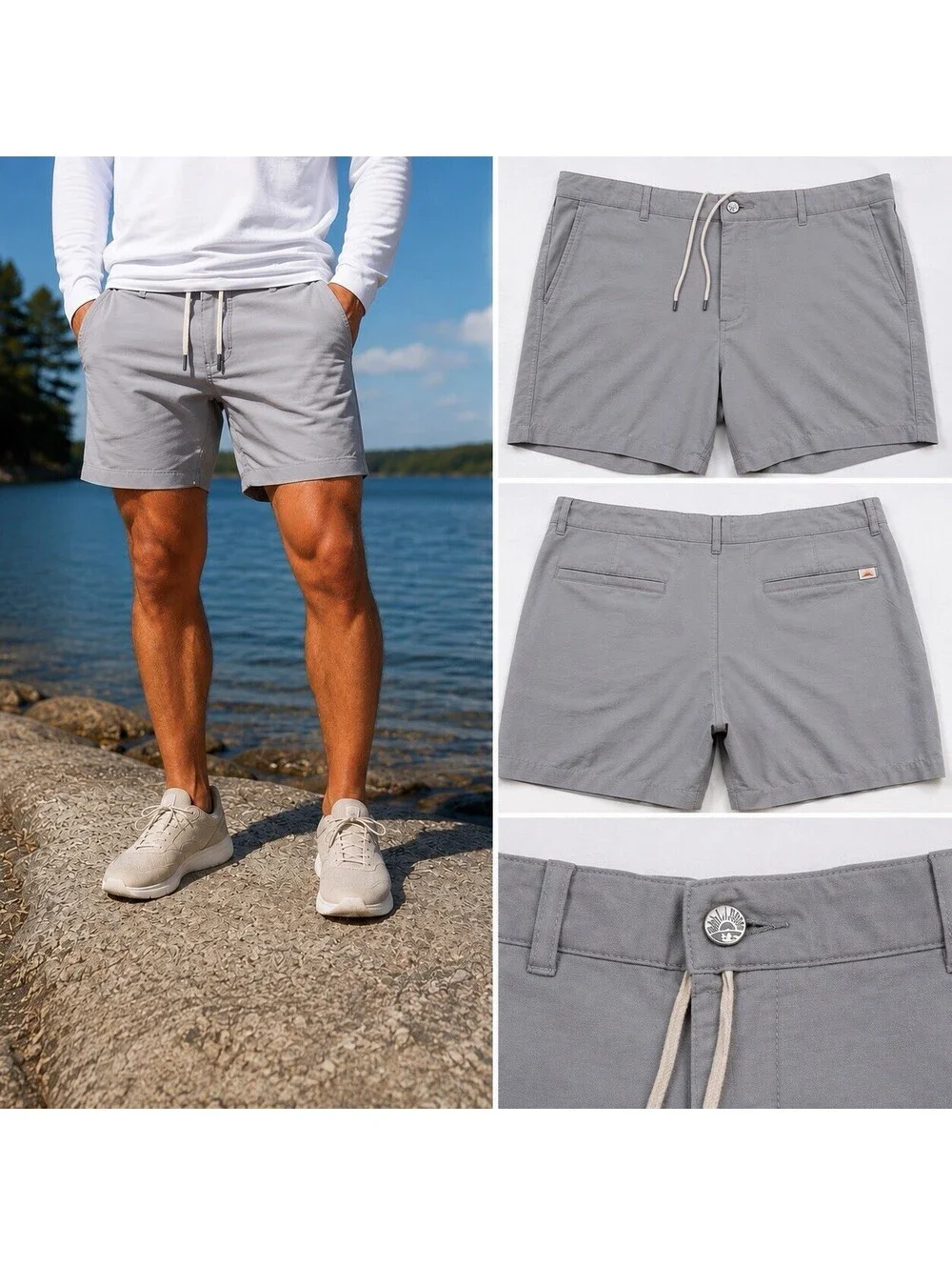 Faherty All Day Shorts Men’s 38 Gray 7” Inseam Stretch Drawstring Performance